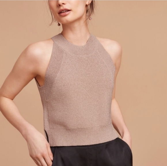 Wilfred Tops - Aritzia Wilfred Crevier Knit Halter Tank Top In Taupe - Size XS